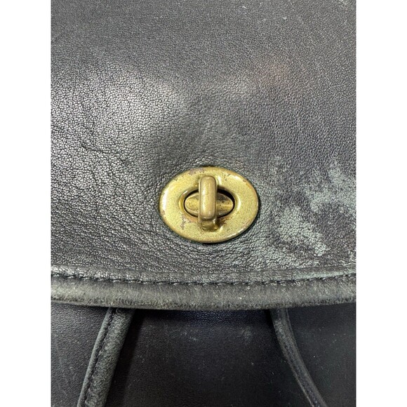 Coach VINTAGE 9791 Black Soft Leather Backpack Daypack Rucksack Drawstring FLAW* - Picture 4 of 14